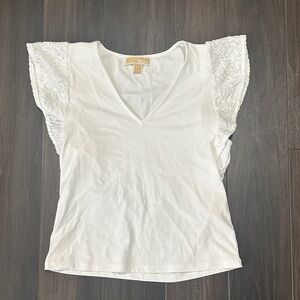 Michael by Michael Kors White Flutter Sleeve Top - Small